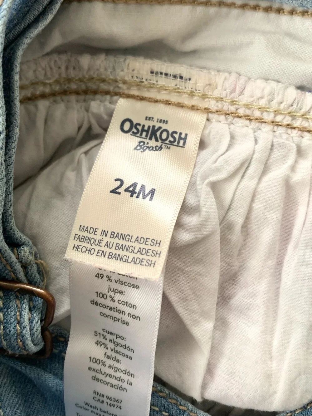 Oshkosh B’Gosh Denim & Floral Baby Girl Overall Dress 24M